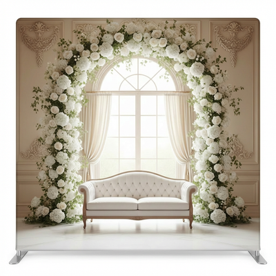 Timeless Elegance arch pillowcover backdrop by True Backdrops, featuring a stylish fabric design for home decor or photography backgrounds.