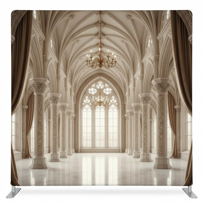 Gothic Alabaster Sanctuary pillowcover backdrop by True Backdrops, featuring a white and gray ornate design for photography.