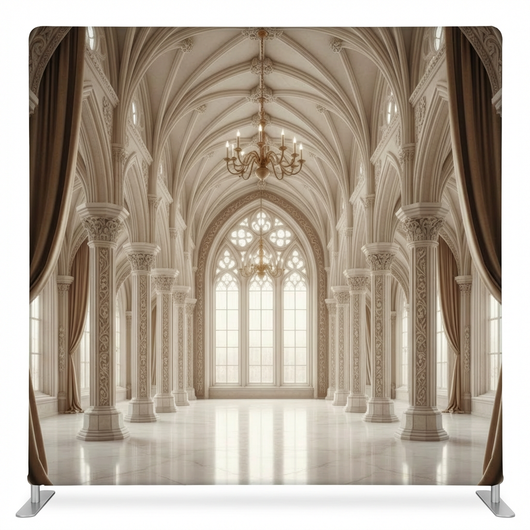 Gothic Alabaster Sanctuary pillowcover backdrop by True Backdrops, featuring a white and gray ornate design for photography.