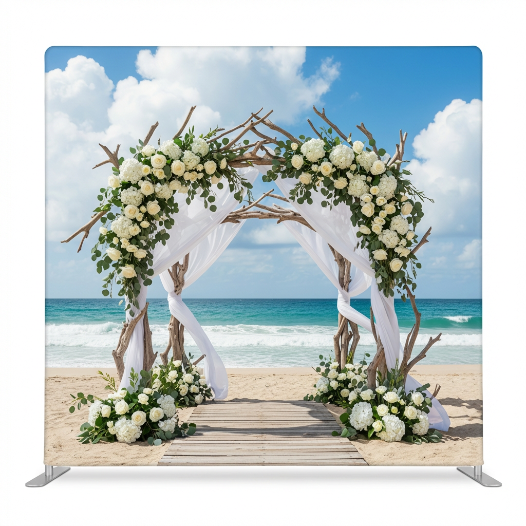 Aegean Promise pillowcover backdrop featuring soft blue and beige fabric with a floral pattern for decorative photography backgrounds.