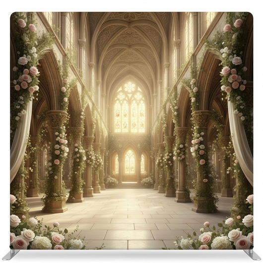 Sacred Bloom Sanctuary Pillowcover Backdrop by True Backdrops featuring floral design and soft fabric material.