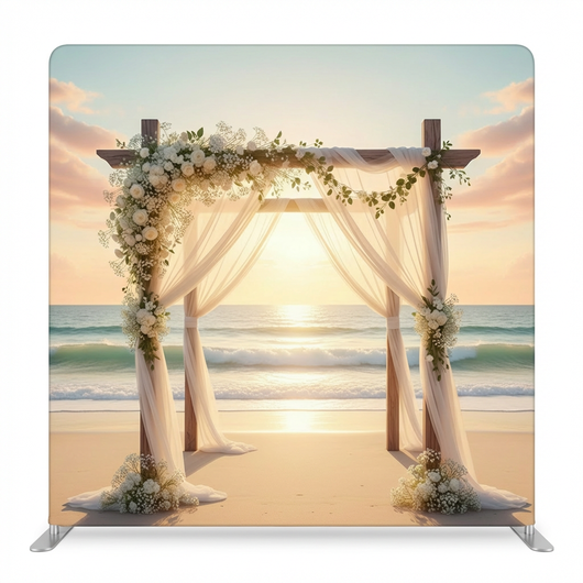 Eternal Summer Sunset Pillowcover Backdrop by True Backdrops featuring vibrant sunset colors and floral design.