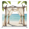 Island Sanctuary Pillowcover Backdrop by True Backdrops, featuring tropical island scene with lush greenery and blue sky.