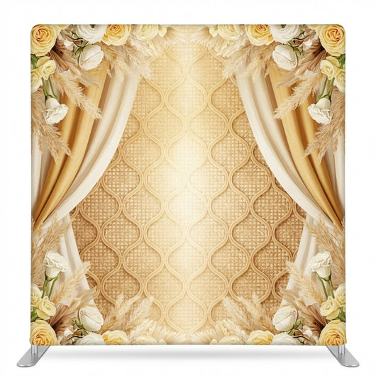 Gilded Manor Bloom pillowcover backdrop by True Backdrops, featuring elegant floral design and rich gilded details.