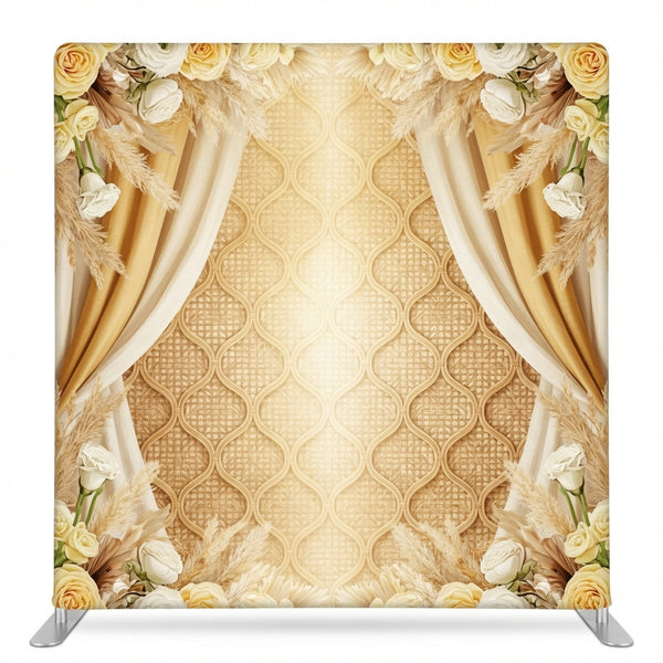 Gilded Manor Bloom pillowcover backdrop by True Backdrops, featuring elegant floral design and rich gilded details.