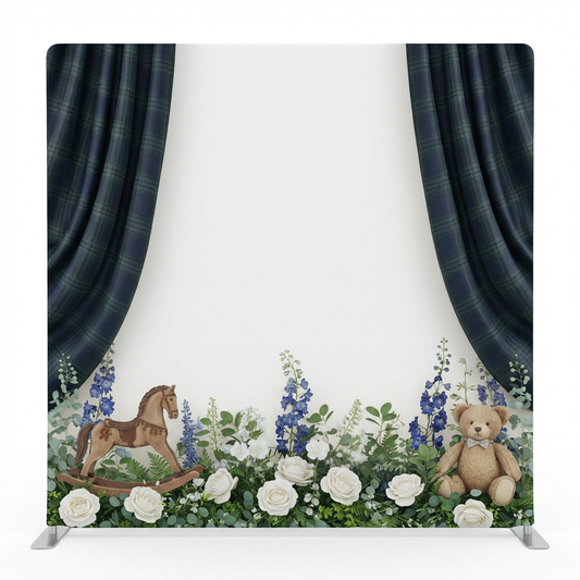 Heirloom Nursery Pillowcover Backdrop by True Backdrops, featuring a soft fabric pillowcover with vintage floral design.