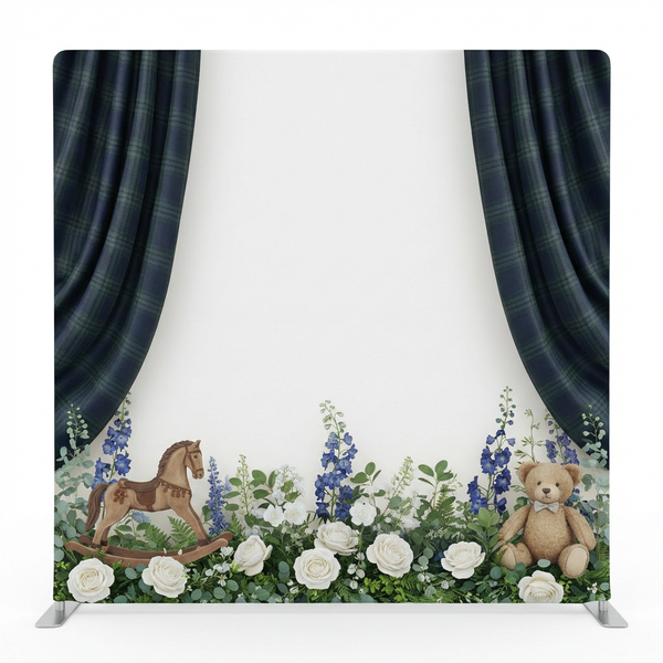 Heirloom Nursery Pillowcover Backdrop by True Backdrops, featuring a soft fabric pillowcover with vintage floral design.
