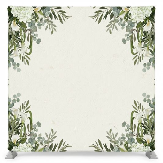 Botanical pillowcover backdrop with morning mist design, featuring soft floral patterns and natural colors, ideal for photography backgrounds.