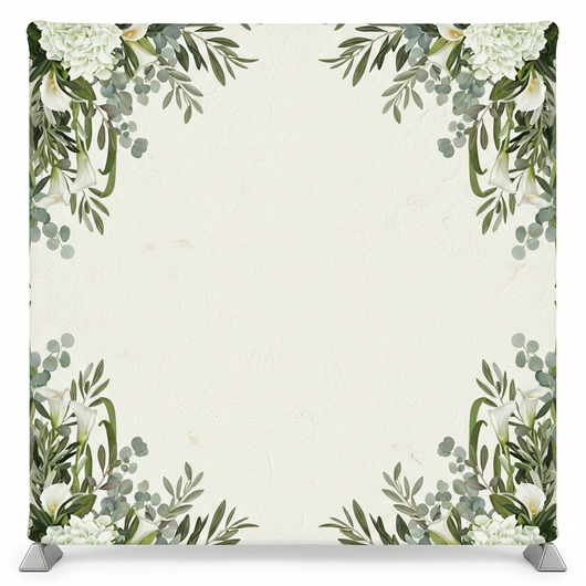 Botanical pillowcover backdrop with morning mist design, featuring soft floral patterns and natural colors, ideal for photography backgrounds.