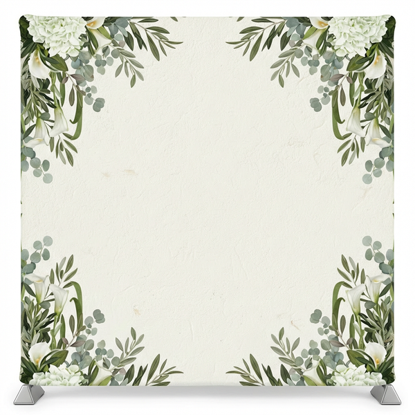 Botanical pillowcover backdrop with morning mist design, featuring soft floral patterns and natural colors, ideal for photography backgrounds.
