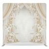 Ivory silk orchid pillowcover backdrop with floral design, ideal for elegant home decor and photography backgrounds.