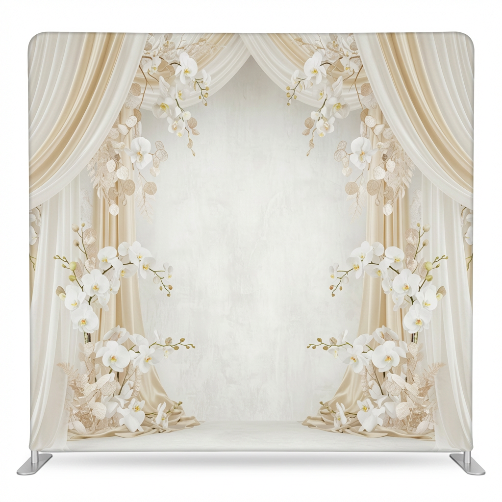 Ivory Magnolia double-sided pillowcover backdrop by True Backdrops, featuring elegant magnolia floral pattern on both sides.