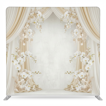 Ivory Magnolia double-sided pillowcover backdrop by True Backdrops, featuring elegant magnolia floral pattern on both sides.