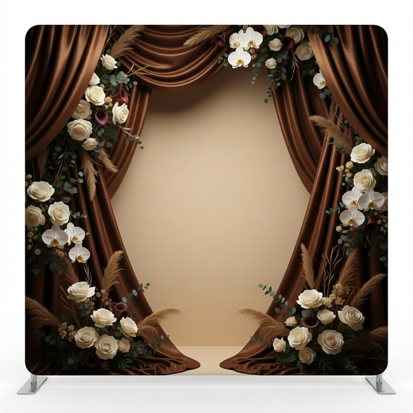 Velvet espresso orchids pillowcover backdrop by True Backdrops, featuring a rich floral design with velvet texture and orchid motifs.