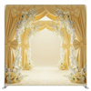 Gilded Primrose Path Pillowcover Backdrop from True Backdrops, featuring a floral design with gold accents and intricate patterns.