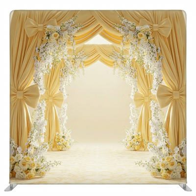 Gilded Ivory double-sided backdrop pillowcover by True Backdrops featuring elegant, ornate design on both sides.