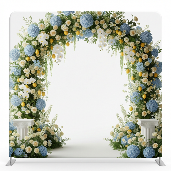 True Backdrops Amalfi Coast Morning pillowcover backdrop featuring a scenic coastal sunrise with vibrant colors and detailed landscape.