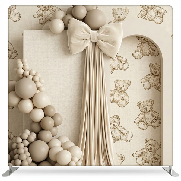 Velvet Teddy Dreams Pillowcover Backdrop by True Backdrops, featuring soft velvet fabric with a warm, dreamy teddy bear design.