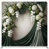 Emerald orchid sanctuary pillowcover backdrop by True Backdrops with vibrant floral design and elegant framing.