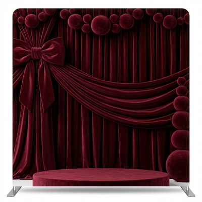 Crimson velvet theater pillowcover backdrop with elegant texture, designed for stage or event decor by True Backdrops.