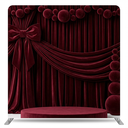 Crimson velvet theater pillowcover backdrop with elegant texture, designed for stage or event decor by True Backdrops.