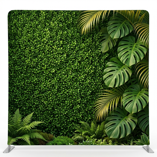 Botanical Sanctuary Pillowcover Backdrop by True Backdrops featuring vibrant floral and greenery design for photography or decor.