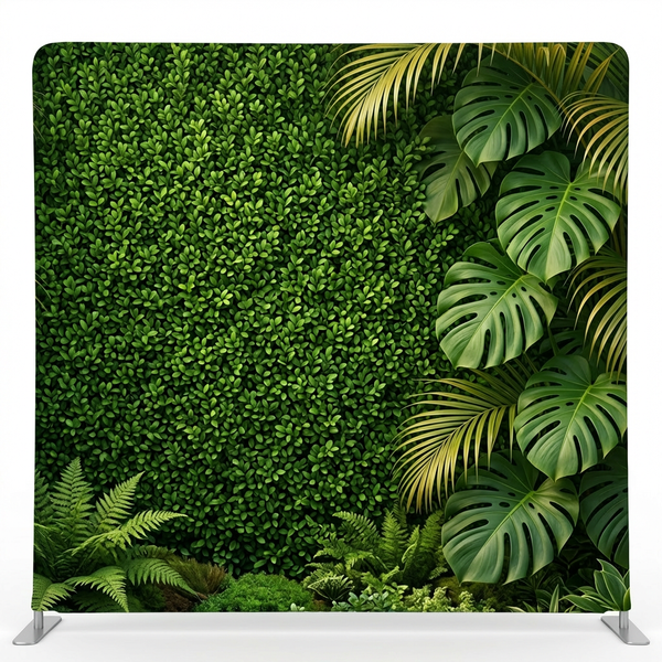 Botanical Sanctuary Pillowcover Backdrop by True Backdrops featuring vibrant floral and greenery design for photography or decor.