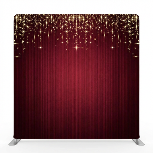 Crimson Starlight evening pillowcover backdrop by True Backdrops, featuring rich red fabric with starry pattern for elegant decor.