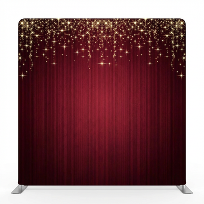 Crimson Starlight evening pillowcover backdrop by True Backdrops, featuring rich red fabric with starry pattern for elegant decor.