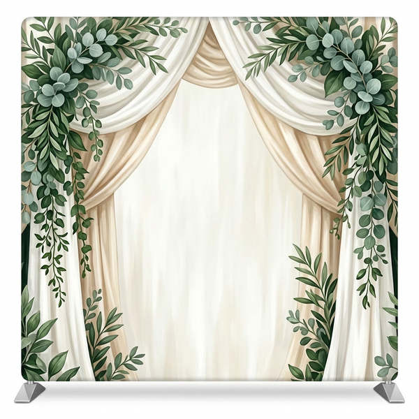 Eucalyptus Sanctum Pillowcover Backdrop by True Backdrops, featuring a soft, leafy botanical design on fabric pillowcover backdrop.