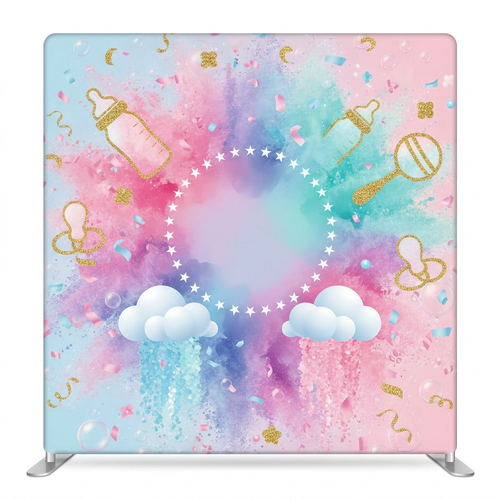 True Backdrops Stardust Nursery Reverie Pillowcover Backdrop with dreamy star pattern and soft fabric design.