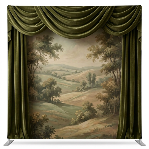 True Backdrops Evergreen Estate Pillowcover Backdrop featuring a detailed, elegant floral design on durable fabric.