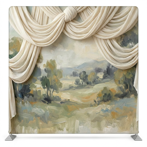 Antique Meadow Vista Pillowcover Backdrop by True Backdrops featuring a vintage floral design on a fabric pillowcover backdrop.
