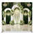 Emerald green archway manor pillowcover backdrop with elegant frame design, ideal for photography or decorative displays.