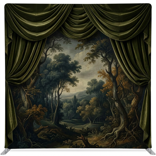 Velvet Woodland Theater Pillowcover Backdrop by True Backdrops featuring a soft velvet fabric with woodland scene design.