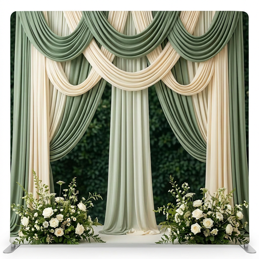 Sagebrush Serenade Pillowcover Backdrop by True Backdrops, featuring a soft, nature-inspired fabric with floral and leafy patterns.