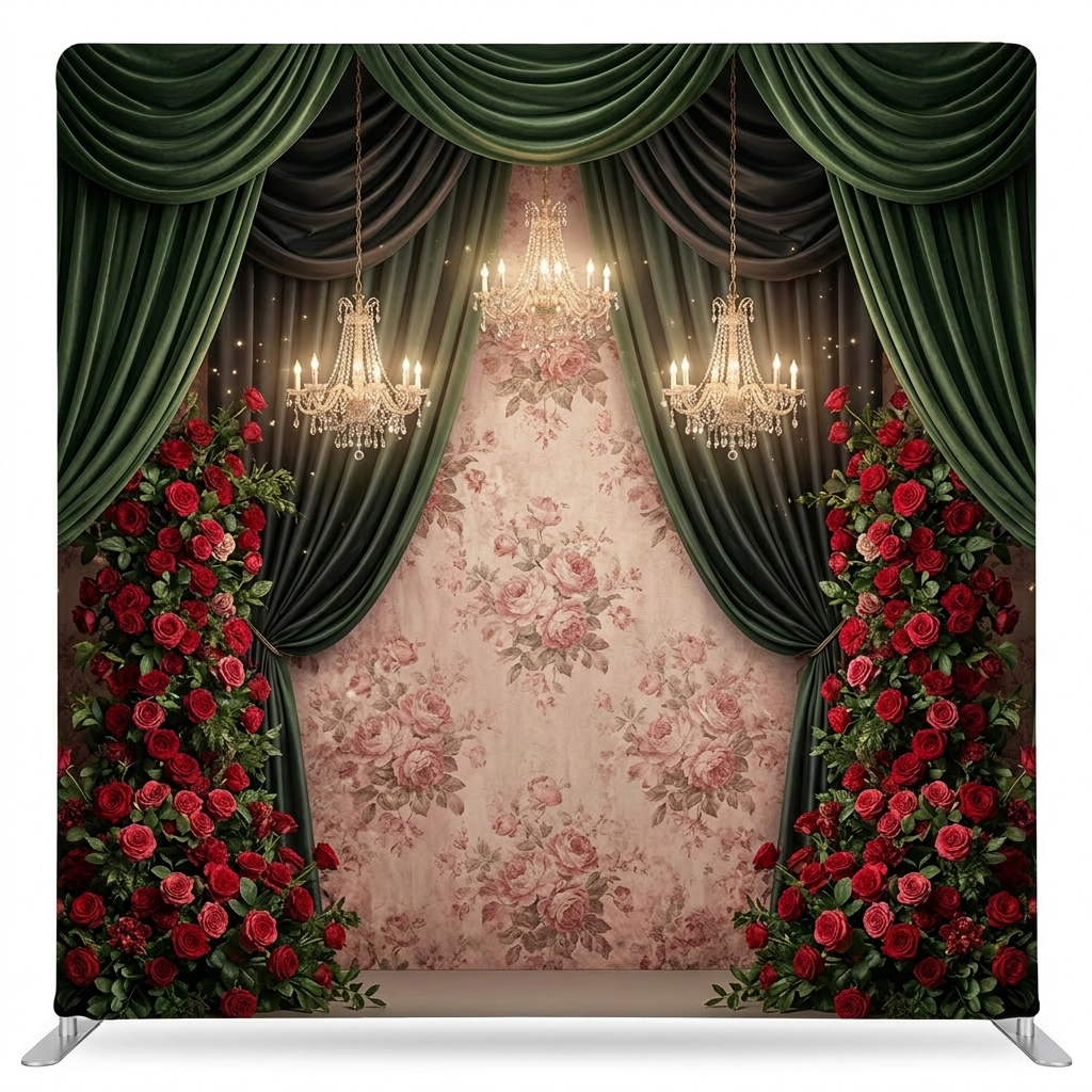 Opera Throwing Roses Emerald Opera Roses Pillowcover Backdrop – True Backdrops