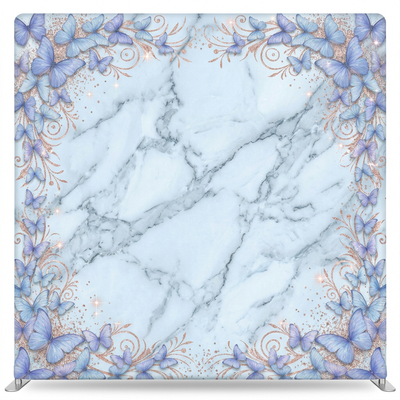 Azure Butterfly Dreams Pillowcover Backdrop by True Backdrops, featuring a soft blue pillowcover with butterfly and floral design.
