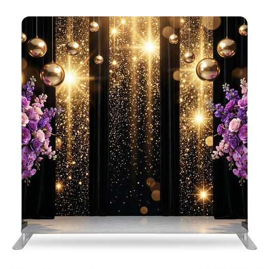 Midnight Stardust Blossom Pillowcover Backdrop