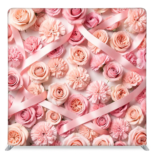 Pink Ribbon Bloom Pillowcover Backdrop