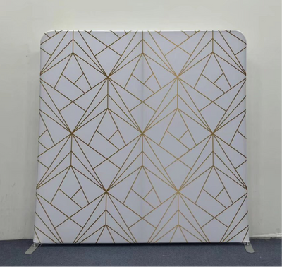 White and Gold Geometric  Pillow Cover Backdrop - True Backdrops