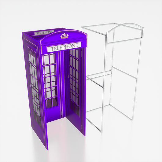 Photo of a Phone Booth Enclosure by True Backdrops, featuring a sleek, modern design with glass panels and a door for private phone calls.