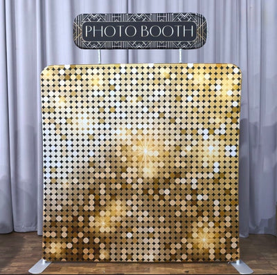 Tension fabric header title display by True Backdrops showing a sleek fabric backdrop with customizable header text for events or displays.
