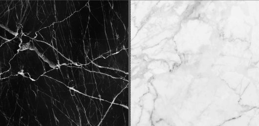 Double-sided black and white marble backdrop cover from True Backdrops, showcasing a stylish marble pattern for photography.