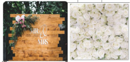 True Backdrops 8x8 Mr&Mrs floral double-sided pillow cover with vibrant floral design, perfect for wedding or event decor.