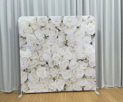 White Bloom Pillow Cover from True Backdrops featuring a classic floral design on soft fabric.
