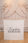 Keychain Station Starter Pack by True Backdrops, featuring colorful keychains and accessories on a display board.
