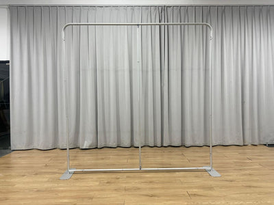 True Backdrops frame with double-sided tension fabric cover bundle, showcasing a professional photography backdrop setup.