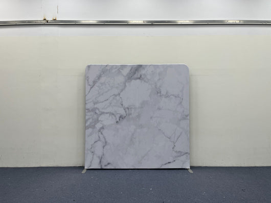 Double-sided black and white marble backdrop cover by True Backdrops, 7.6 x 7.6 feet, ideal for photography backgrounds.