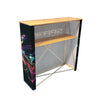 Fabric pop-up counter display with keychain station by RecycleDisplay, showcasing a portable fabric counter with branding and display features.
